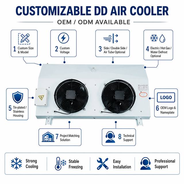 适用于冷库承包商的 OEM DD 型机组冷却器蒸发器