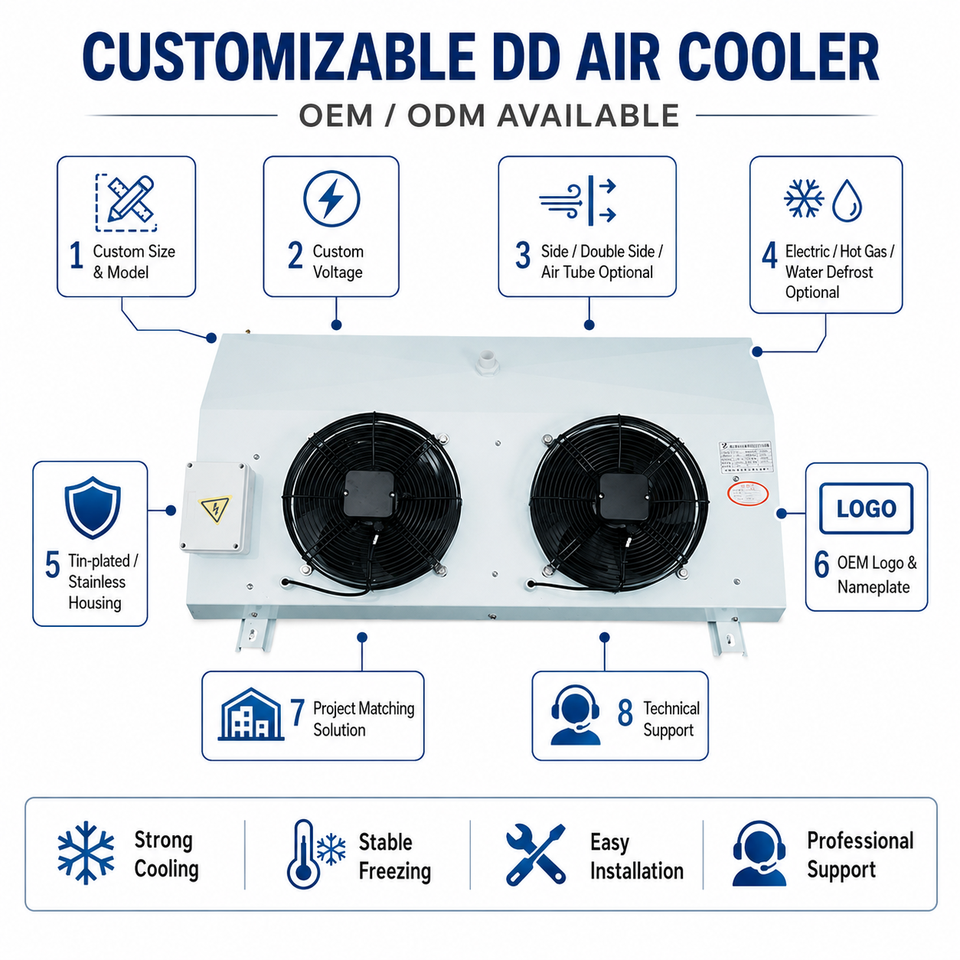 适用于冷库承包商的 OEM DD 型机组冷却器蒸发器